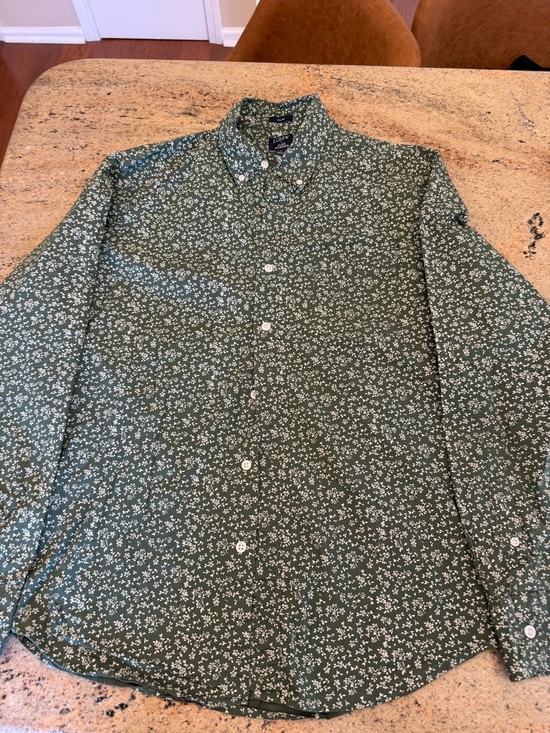 J. Crew Other - J crew men’s green n white floral LS button down stretch shirt size Large Slim
